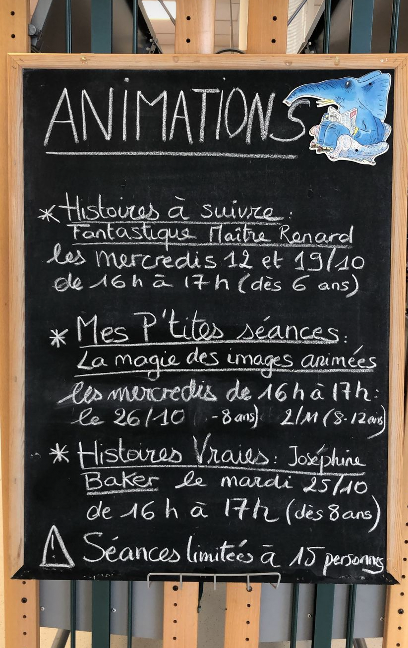 Tableau noir avec les animations écrites à la craie