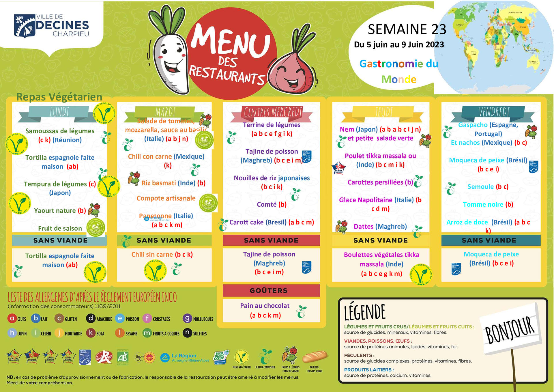 Menu semaine 23