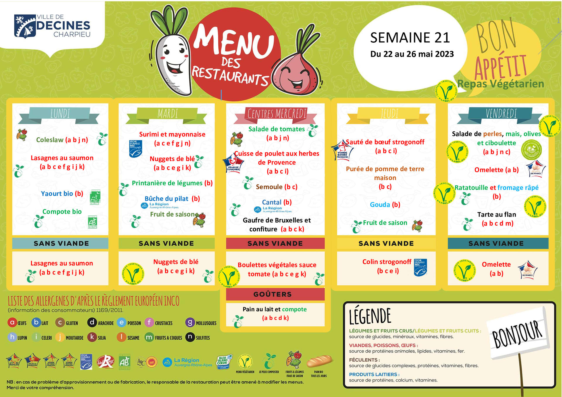 Menu semaine 21
